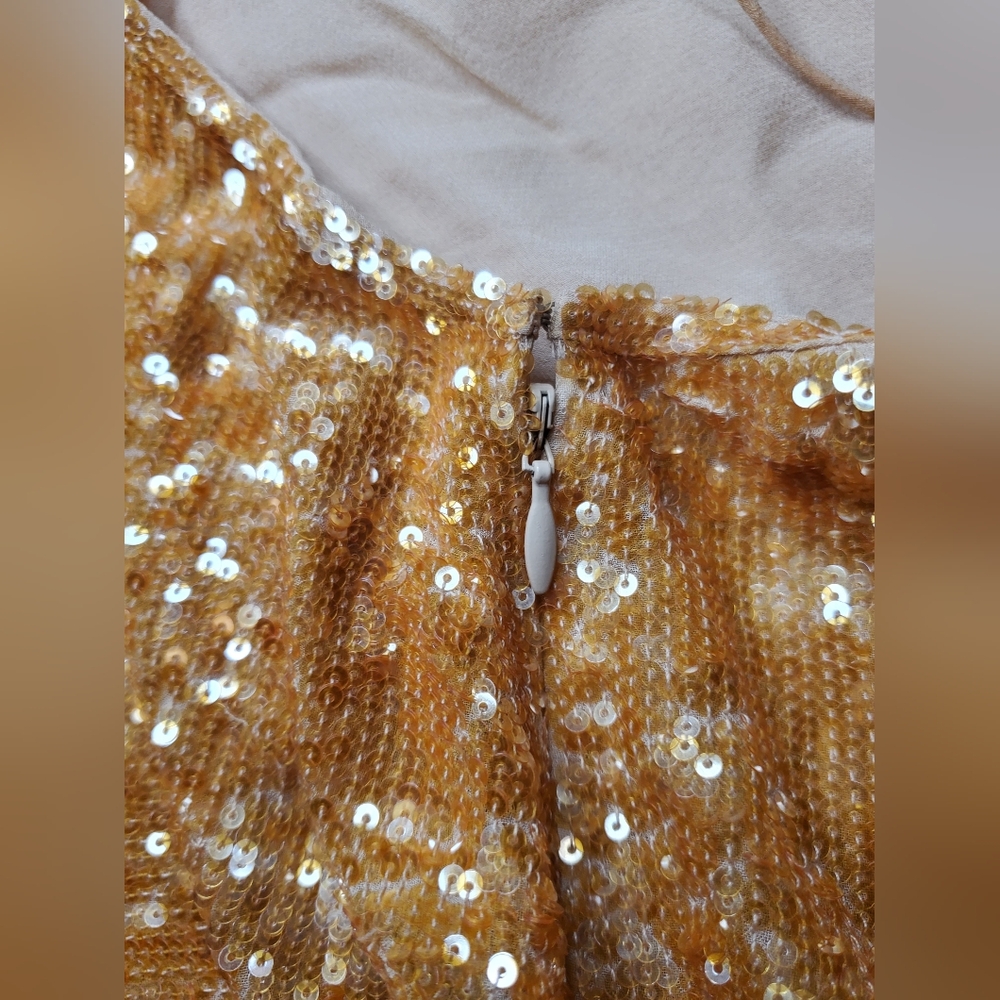 J.Crew Collection Amber Gold Sequin Silk Camisole Top Size 8 - Picture 6 of 9